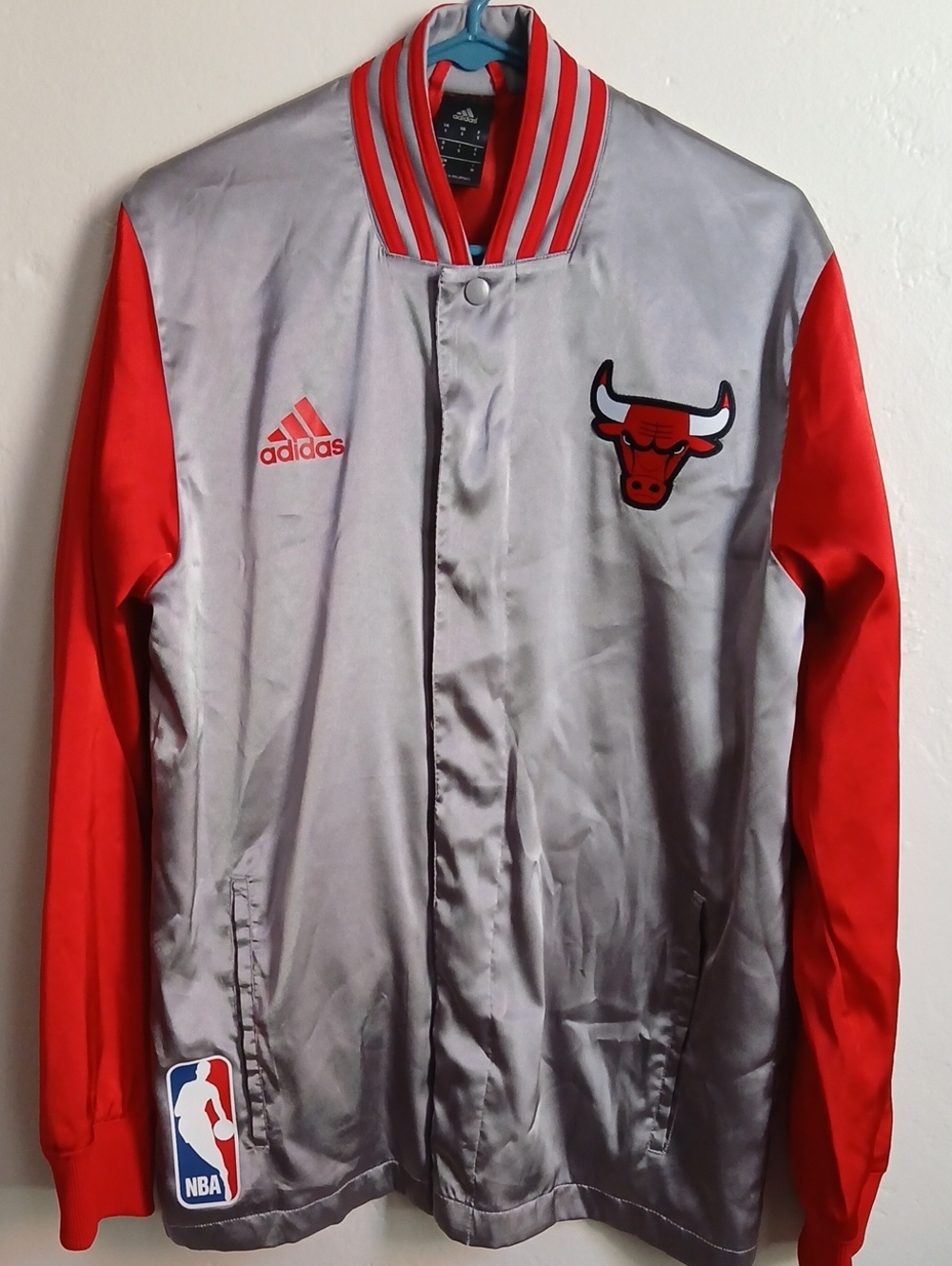adidas Chicago Bulls Satin Bomber Jacket - Red & Silver ACCEPTING OFFERS
